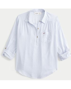 Hollister Easy Cotton Popover Shirt - Blue