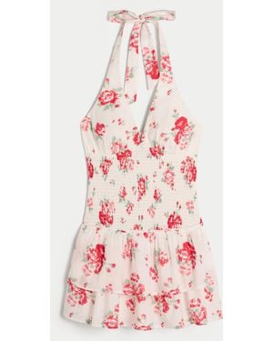 Hollister Double-tier Smocked Halter Skort Dress - Pink