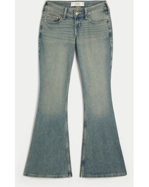 Hollister Ultra Low-rise Medium Wash Flare Jeans - Blue