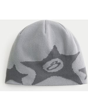 Hollister Skull-Beanie mit 8-Ball-Grafik - Grau