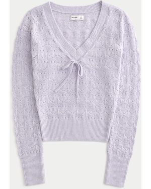 Hollister Stitchy V-neck Jumper - Purple