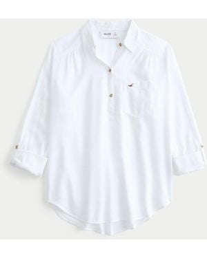 Hollister Easy Cotton Popover Shirt - White