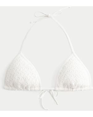 Hollister Crochet-style Sequin Triangle Bikini Top - White