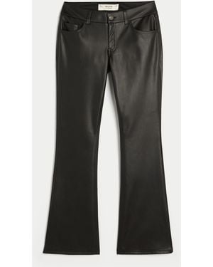 Hollister Low-rise Faux Leather Bootcut Trousers - Grey