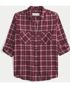 Hollister Oversized Flannel Shirt - Red