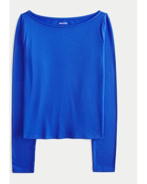 Hollister Soft Stretch Seamless Fabric Slash-neck Top - Blue