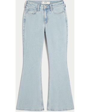 Hollister High-rise Light Wash Heart Embroidered Flare Jeans - Blue