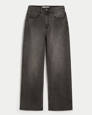 Hollister Curvy Ultra High-rise Washed Black Baggy Jeans - Grey