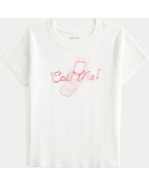 Hollister Call Me Graphic Baby Tee - White
