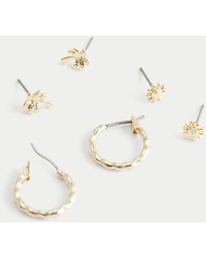 Hollister Palm Tree Stud & Hoop Earring 3-pack - Natural