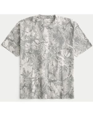 Hollister Boxy Heavyweight Cotton Camo Crew T-shirt - White