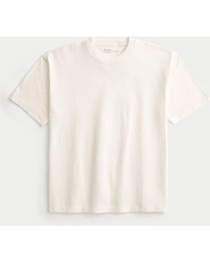 Hollister Boxy Heavyweight Micro Logo Crew T-shirt - White