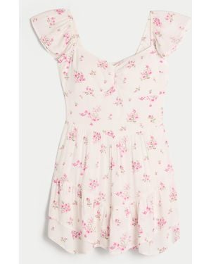 Hollister Flutter Sleeve Pinch Bust Mini Skort Dress - Pink