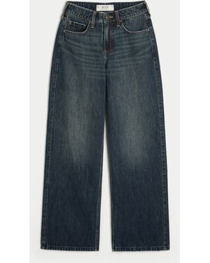 Hollister High-rise Dark Wash Baggy Jeans - Blue