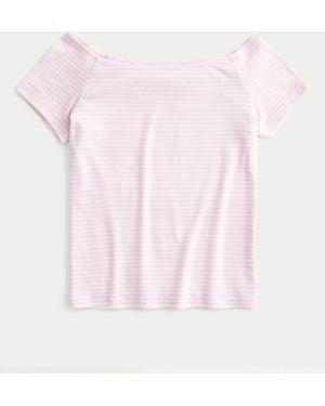 Hollister Short Sleeve Skimming Off-the-shoulder Top - Pink