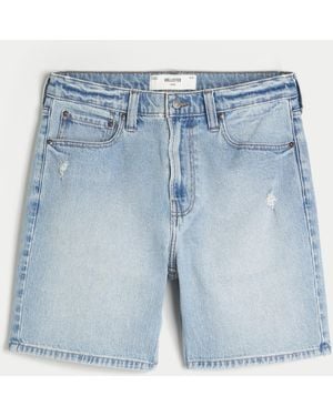 Hollister Above-the-knee Distressed Loose Denim Shorts - Blue