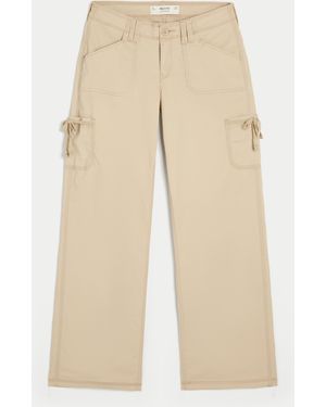 Hollister Low-rise Lace Trim Baggy Trousers - Natural