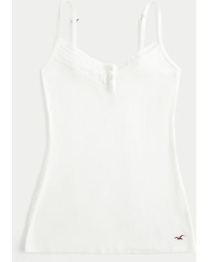 Hollister Lace Trim Henley Cami - White