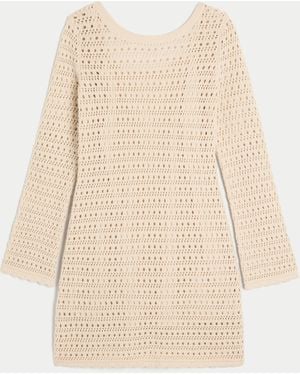 Hollister Langärmliges Minikleid im Häkelstil - Natur