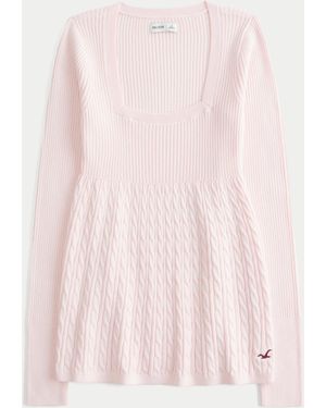 Hollister Long-sleeve Square-neck Babydoll - Pink