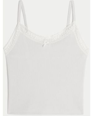 Hollister Gilly Hicks Waffle Lace Cami - White
