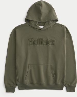 Hollister Boxy Terry Logo Graphic Hoodie - Green