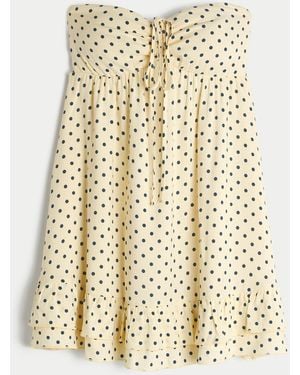 Hollister Strapless Babydoll Mini Dress - Natural