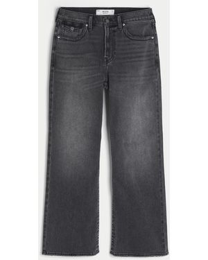 Hollister Washed Black Flap Pocket Baggy Bootcut Jeans - Grey