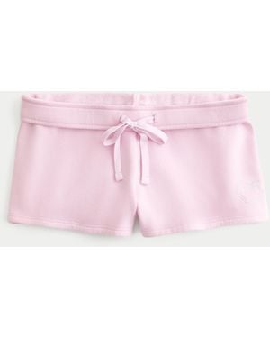 Hollister Heart Graphic Fleece Mini Shorts - Pink