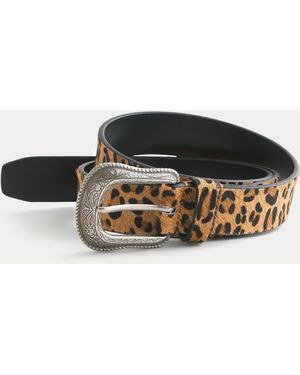 Hollister Faux Cheetah Fur Leather Belt - Black