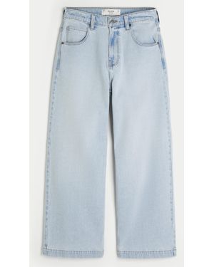 Hollister Light Wash New York Graphic Super Baggy Jeans - Blue