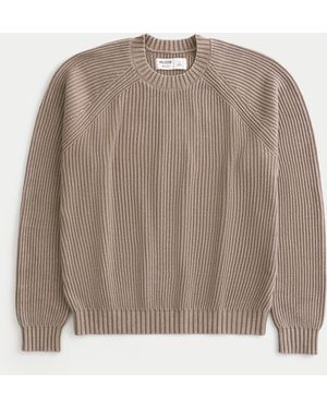 Hollister Boxy Washed Crew Jumper - Brown
