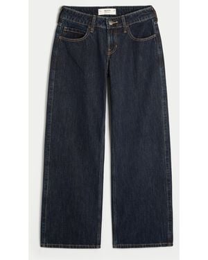 Hollister Low-rise Dark Wash London Embroidered Baggy Jeans - Blue