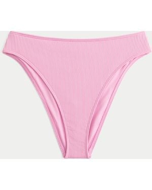 Hollister Curvy High-leg High-waist Rib Cheeky Bikini Bottom - Pink