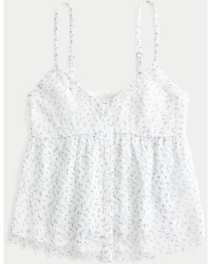Hollister Easy Chiffon Babydoll Top - White