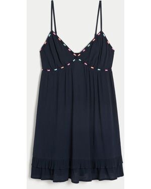 Hollister Rope Trim Babydoll Mini Dress - Blue