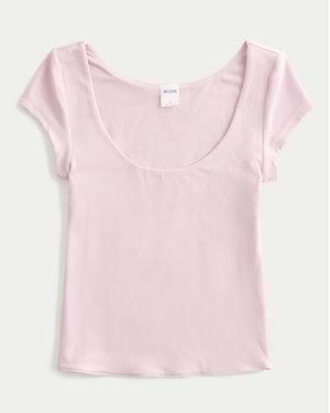 Hollister Must-have Basics Scoop/crew T-shirt - Pink