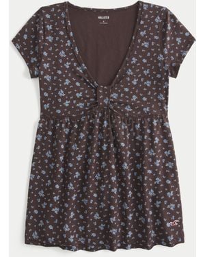 Hollister Easy Short-sleeve Babydoll Top - Grey
