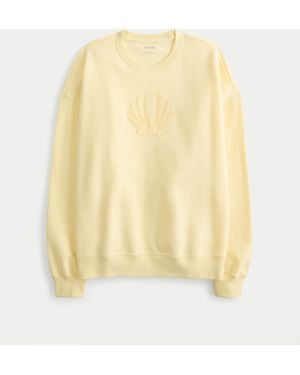 Hollister Oversized Shell Graphic Crew Sweatshirt - Yellow