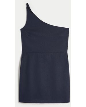 Hollister Linen-blend Asymmetrical Mini Dress - Blue