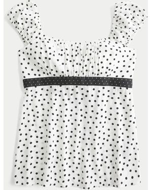 Hollister Easy Satin Tie Babydoll Top - White