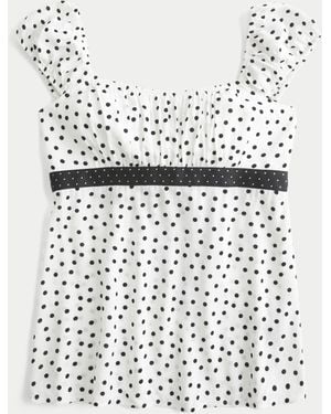 Hollister Easy Satin Tie Babydoll Top - White