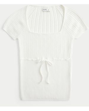Hollister Short-sleeve Square Neck Jumper - White