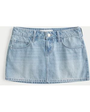 Hollister Low-rise Light Wash Denim Mini Skort - Blue