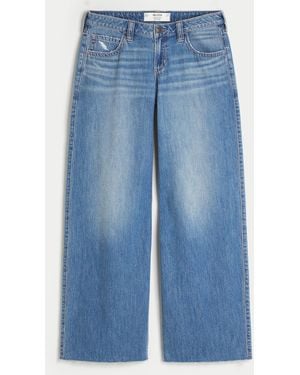 Hollister Ultra Low-rise Medium Wash Super Baggy Jeans - Blue