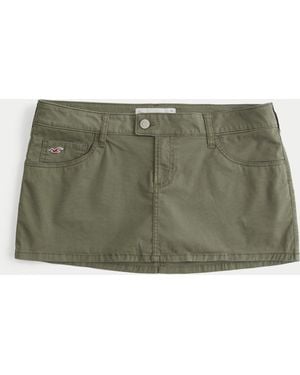 Hollister Ultra Low-rise Twill Icon Micro Mini Skort - Green