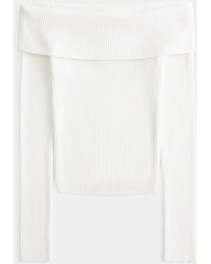 Hollister Long-sleeve Double Off-the-shoulder Top - White