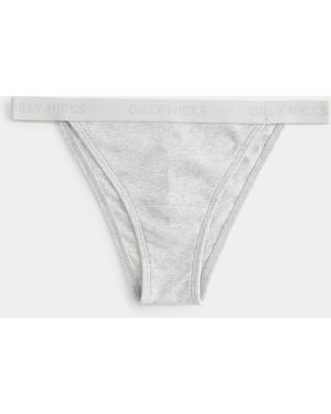 Hollister Gilly Hicks Ribbed Cotton Blend Cheeky Underwear - White