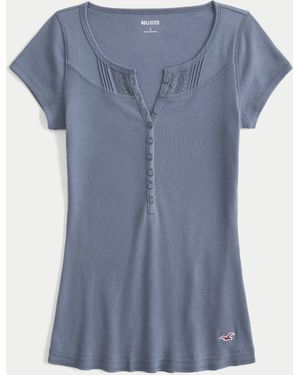 Hollister Short-sleeve Icon Henley - Blue