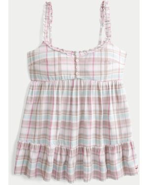 Hollister Longline Ruffle Icon Tunic Babydoll Top - White